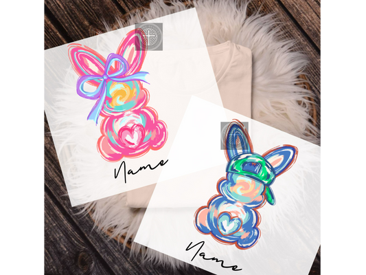 Easter Bunny With Custom Name | Christian Easter Vibrant DTF Print